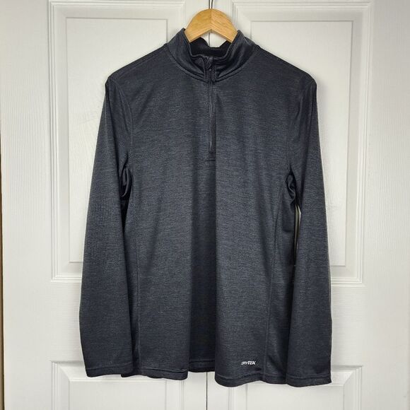Tek Gear DryTek Men Top Running Shirt 1/4 Zip Pullover Charcoal Mock neck Size S - Picture 14 of 14